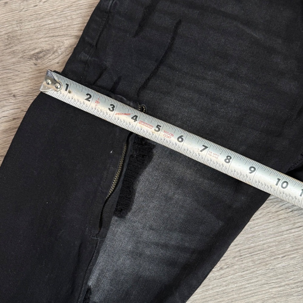 YoungLA Mens Distressed Skinny Jeans Black Faded Ankle Zip Denim 34 x 32 - Picture 9 of 11